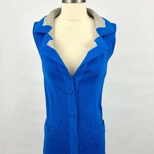 Vintage 1980s Wool Knit Dress | Blue | Button Front | Jonathan Phillips